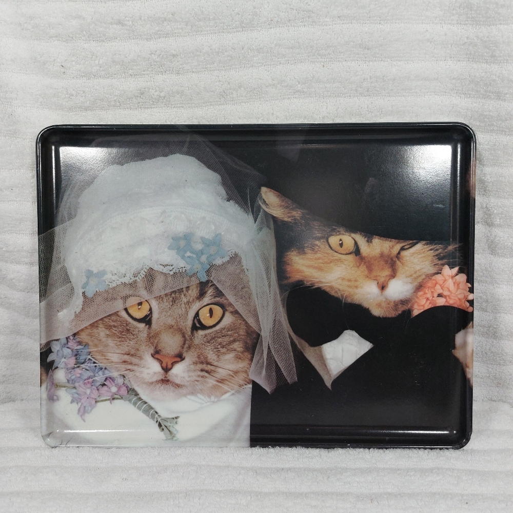 Vintage Keller Charles Bride and Groom Cat Melamine Serving Tray Made in Italy